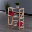 Pemberly Row 2-Tier Transitional Solid Wood Tilted Bookshelf in Natural