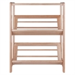 Pemberly Row 2-Tier Transitional Solid Wood Tilted Bookshelf in Natural