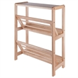 Pemberly Row 2-Tier Transitional Solid Wood Tilted Bookshelf in Natural