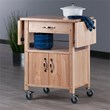 Pemberly Row Solid Wood Butcher Block Kitchen Cart with Drop Leaf in Natural