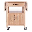 Pemberly Row Solid Wood Butcher Block Kitchen Cart with Drop Leaf in Natural