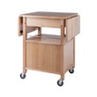 Pemberly Row Solid Wood Butcher Block Kitchen Cart with Drop Leaf in Natural