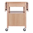 Pemberly Row Solid Wood Butcher Block Kitchen Cart with Drop Leaf in Natural
