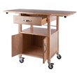 Pemberly Row Solid Wood Butcher Block Kitchen Cart with Drop Leaf in Natural