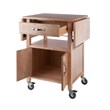 Pemberly Row Solid Wood Butcher Block Kitchen Cart with Drop Leaf in Natural