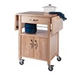 Pemberly Row Solid Wood Butcher Block Kitchen Cart with Drop Leaf in Natural