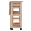 Pemberly Row 3-Piece Drop Leaf Solid Wood Kitchen Cart with 2 Stools in Natural
