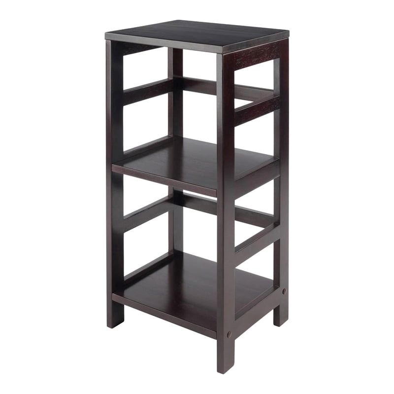 Pemberly Row 2-Tier Transitional Solid Wood Book Shelving Unit in Espresso