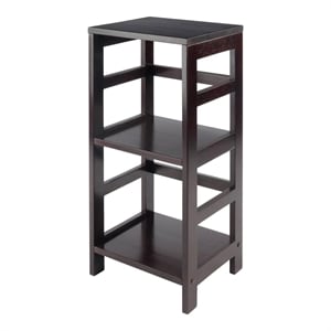 Pemberly Row 2-Tier Transitional Solid Wood Book Shelving Unit in Espresso