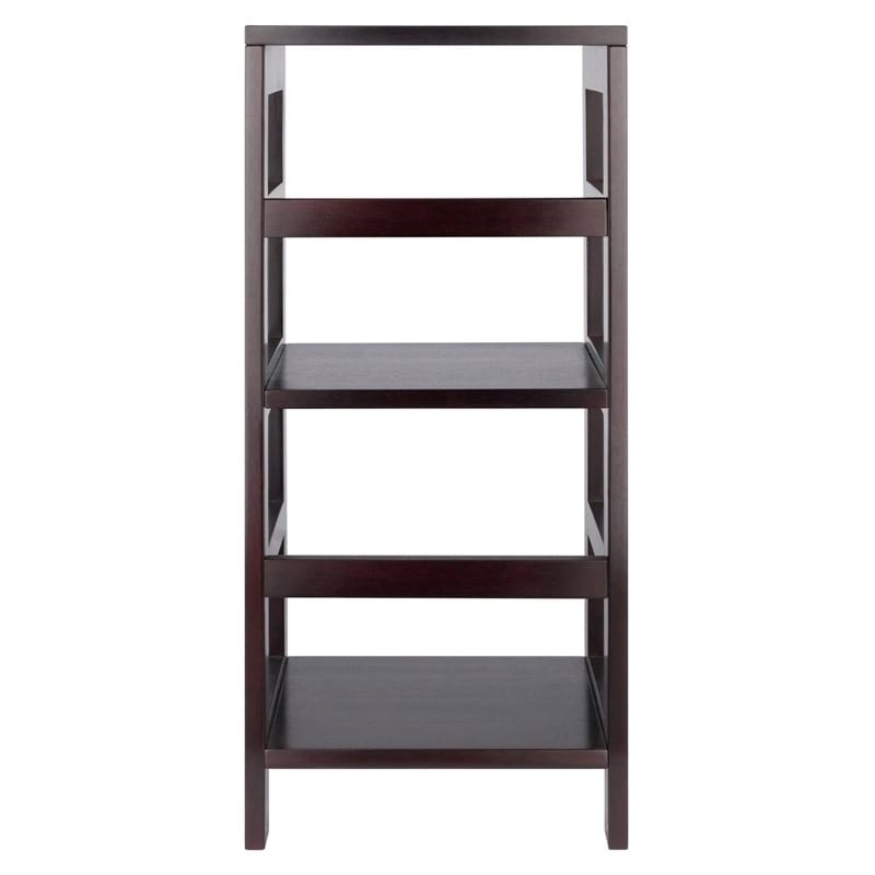 Pemberly Row 2-Tier Transitional Solid Wood Book Shelving Unit in Espresso