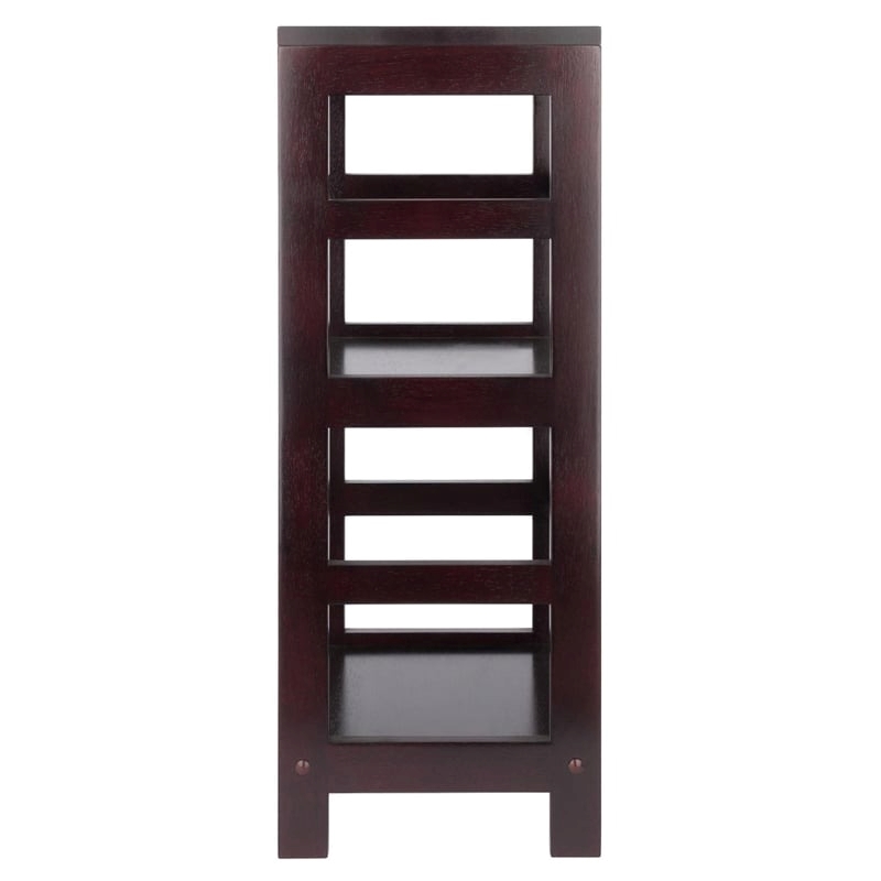 Pemberly Row 2-Tier Transitional Solid Wood Book Shelving Unit in Espresso