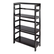 Pemberly Row 3-Section Wide Solid Wood Storage Book Shelf in Espresso