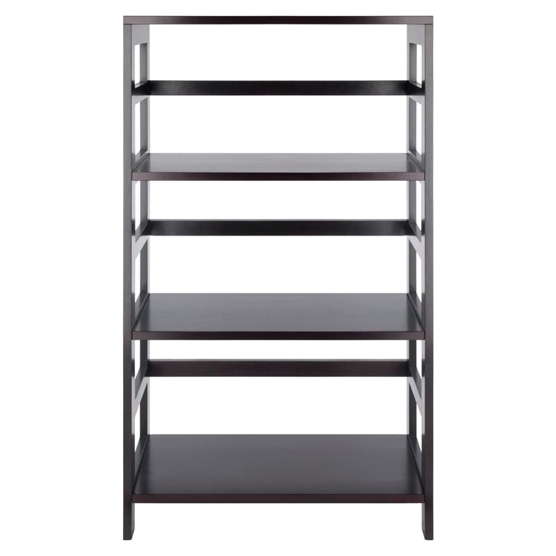 Pemberly Row 3-Section Wide Solid Wood Storage Book Shelf in Espresso