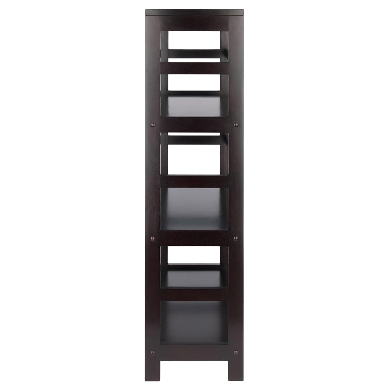 Pemberly Row 3-Section Wide Solid Wood Storage Book Shelf in Espresso