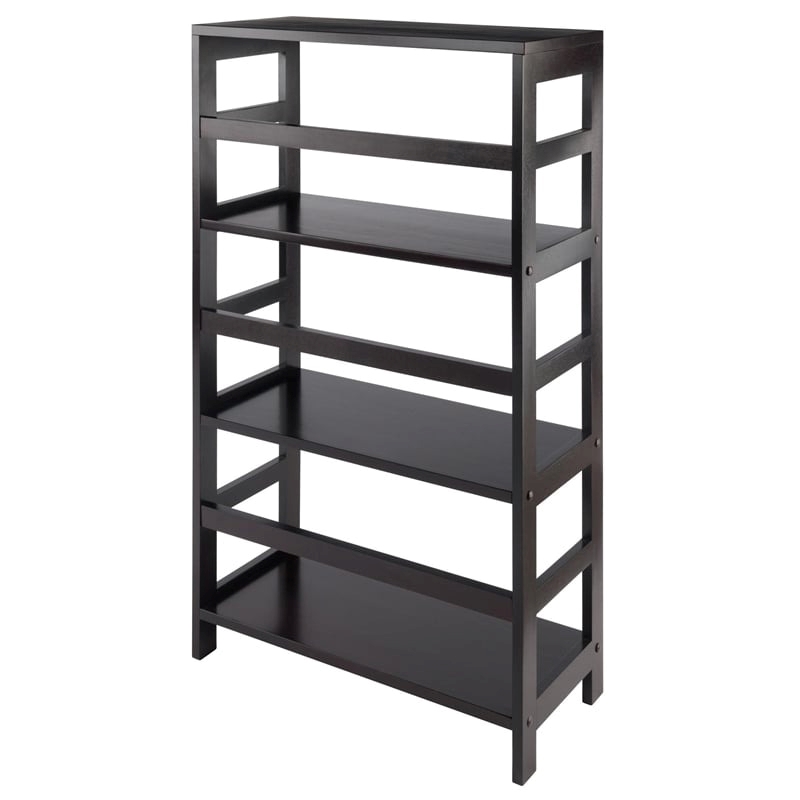 Pemberly Row 3-Section Wide Solid Wood Storage Book Shelf in Espresso