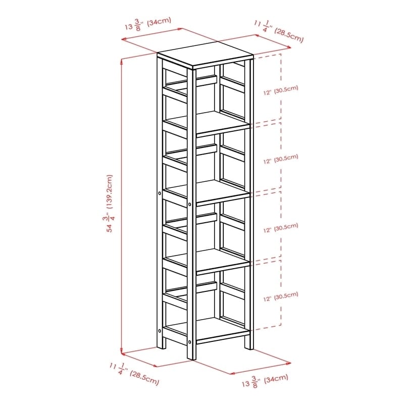 Pemberly Row 4-Section Tall Solid Wood Storage Book Shelf in Espresso