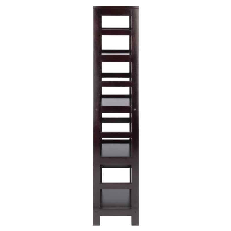 Pemberly Row 4-Section Tall Solid Wood Storage Book Shelf in Espresso