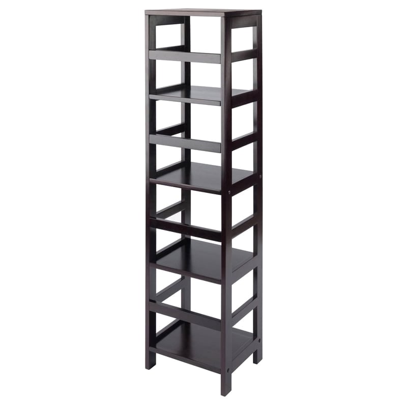 Pemberly Row 4-Section Tall Solid Wood Storage Book Shelf in Espresso