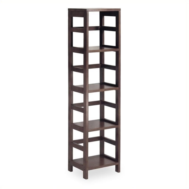 Pemberly Row 4-Section Tall Solid Wood Storage Book Shelf in Espresso