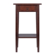 Pemberly Row 1-Drawer Solid Wood Accent Table with Shelf in Antique Walnut