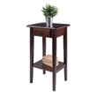 Pemberly Row 1-Drawer Solid Wood Accent Table with Shelf in Antique Walnut