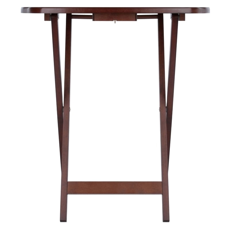 Pemberly Row 5-Piece Oversize Transitional Solid Wood Snack Table Set in Walnut