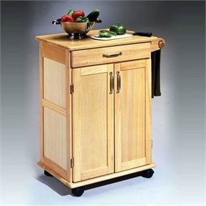 pemberly row paneled door kitchen cart with towel rack in natural