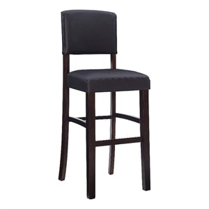 Pemberly Row 30&quot Faux Leather & Wood Bar Stool in Espresso/Brown