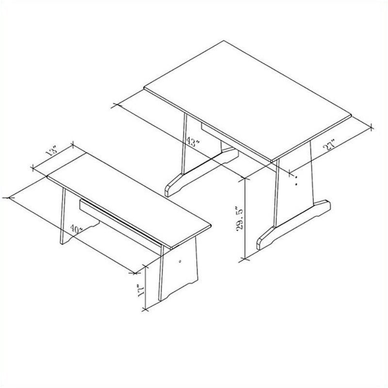 Pemberly Row Farmhouse Wood Breakfast Corner Nook Table Set in White