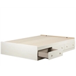 Pemberly Row Engineered Wood Full Mates Bed with 3-Storage Drawers in White Wash