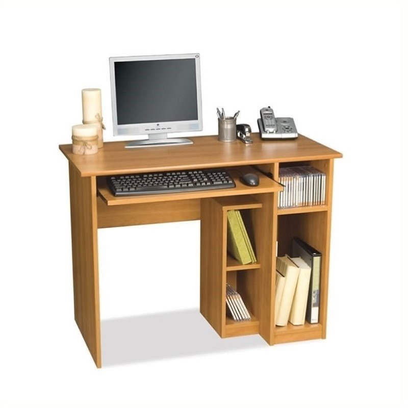 Pemberly Row Small Wood Computer Desk in Cappuccino Cherry ...