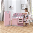 Pemberly Row Retro Kitchen with Refrigerator in Pink Finish