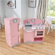 Pemberly Row Retro Kitchen with Refrigerator in Pink Finish