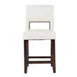 Pemberly Row Wood Bar Stool Chair in White - Square Seat & Footrest & Backrest