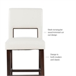 Pemberly Row Wood Bar Stool Chair in White - Square Seat & Footrest & Backrest