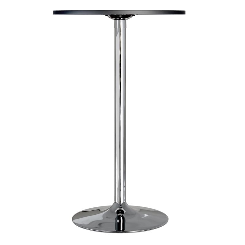 Pemberly Row Round Wood/Metal Contemporary Pub Table in Black/Chrome