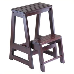 pemberly row double step stool in antique walnut