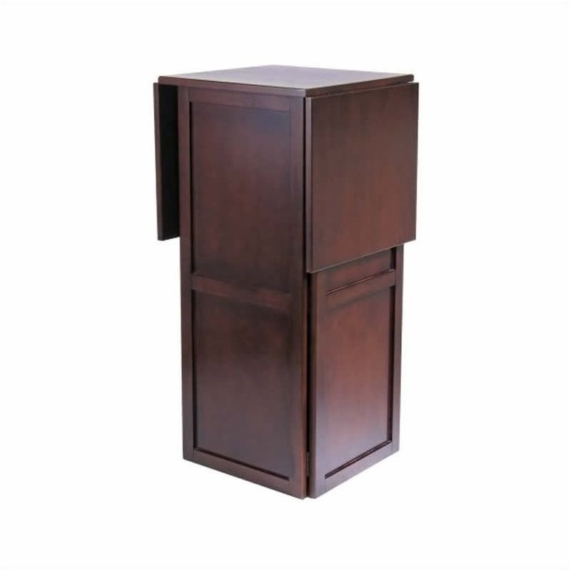 Pemberly Row Expandable Solid Wood Counter Wine Home Bar in Antique Walnut
