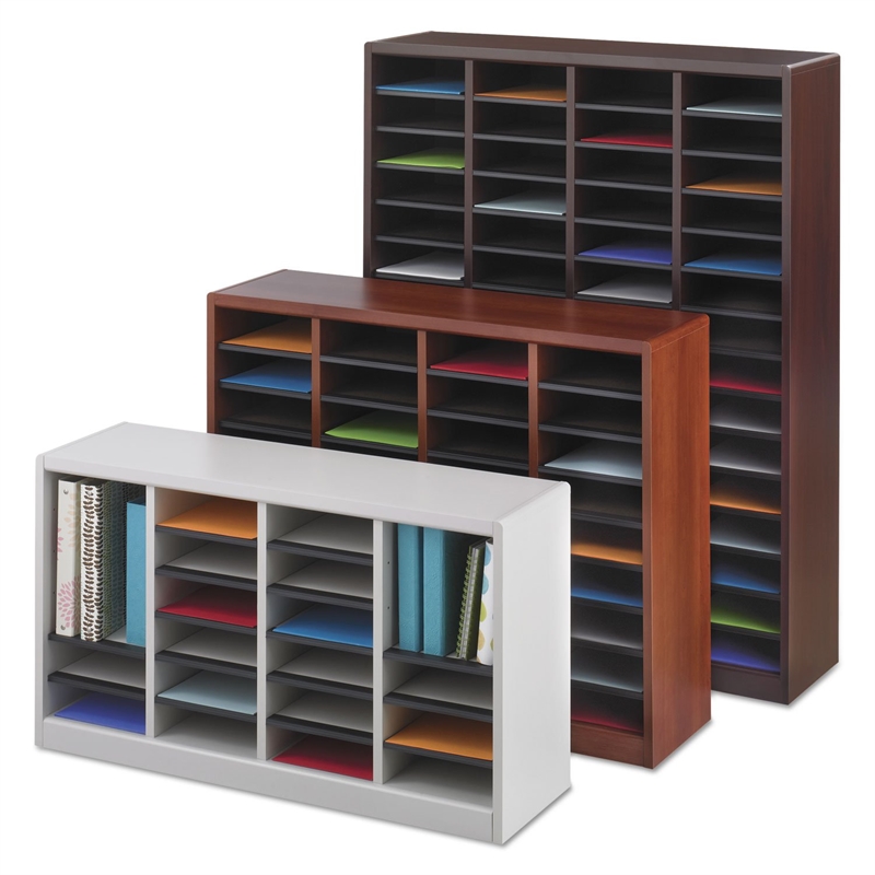 Pemberly Row Mahogany Wood Mail Organizer -  60 Compartments