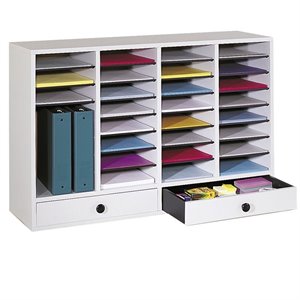 pemberly row grey 32 compartment file organizer with drawer