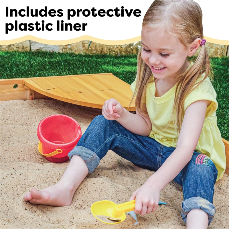 Pemberly Row Reinforced Wood Panels Backyard Sandbox