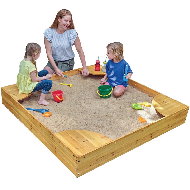 Pemberly Row Reinforced Wood Panels Backyard Sandbox