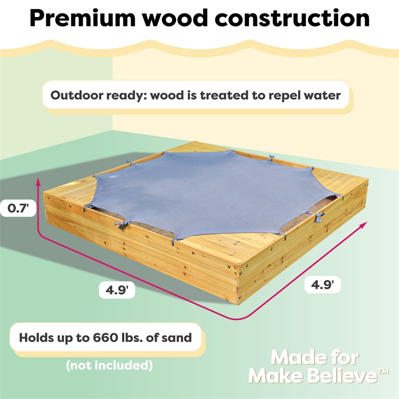 Pemberly Row Reinforced Wood Panels Backyard Sandbox