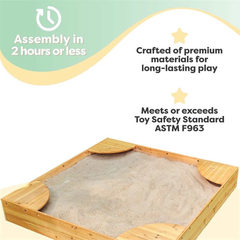 Pemberly Row Reinforced Wood Panels Backyard Sandbox