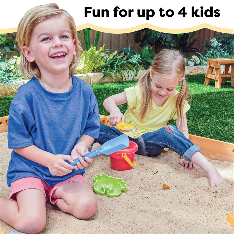 Pemberly Row Reinforced Wood Panels Backyard Sandbox