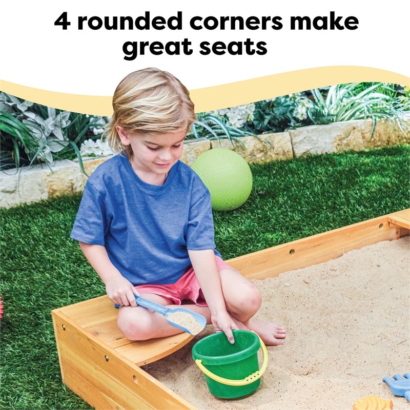 Pemberly Row Reinforced Wood Panels Backyard Sandbox