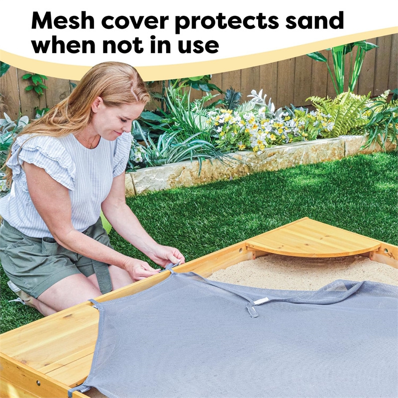Pemberly Row Reinforced Wood Panels Backyard Sandbox
