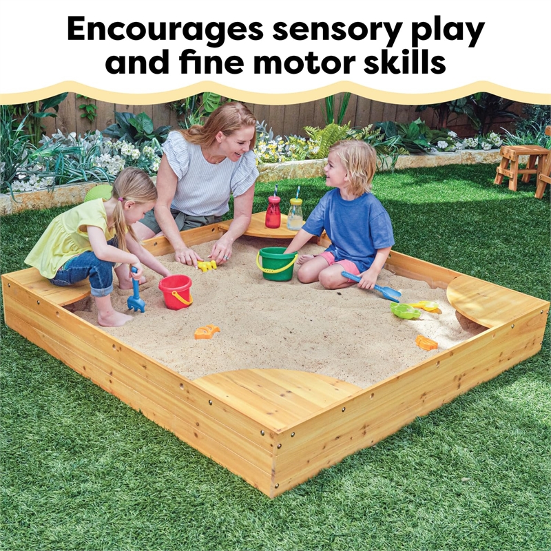 Pemberly Row Reinforced Wood Panels Backyard Sandbox