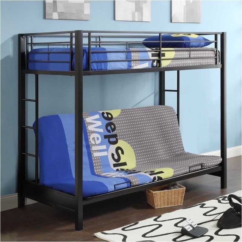 Pemberly Row Metal Twin over Futon Bunk Bed Frame in Black Cymax Business