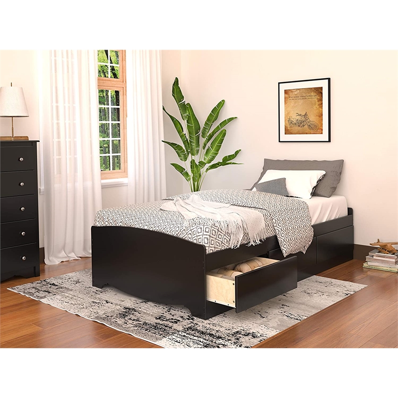 Pemberly Row Black Twin XL Platform Storage Bed with Drawers Cymax Business